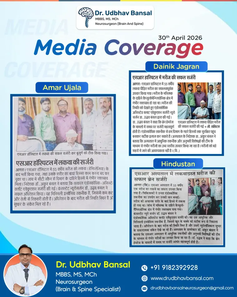 Newspaper clipping featuring Dr. Udbhav Bansal's medical work, clipping 1